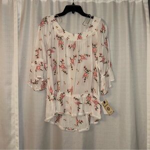 Democracy Pink and White Floral Blouse